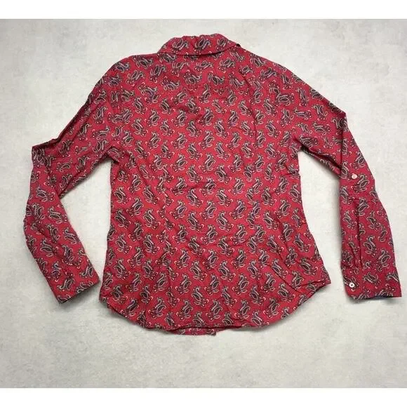Talbots Womens SZ 12 Paisley Print Long Sleeve‎ Button Down Blouse 100% Cotton - Picture 8 of 9
